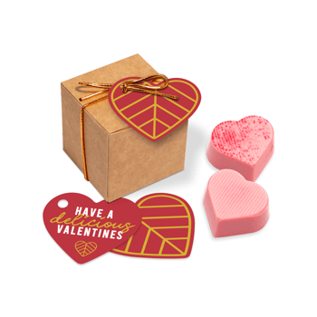 Valentines - Eco Kraft Cube - Raspberry Heart - Chocolate Truffles
