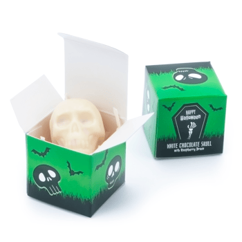 Halloween - Eco Mini Cube Box - White Chocolate Skulls - x 1